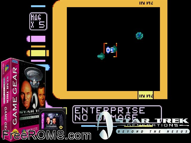 Star Trek Generations - Beyond the Nexus Game Gear game showing 3D box cover and gameplay screenshot
